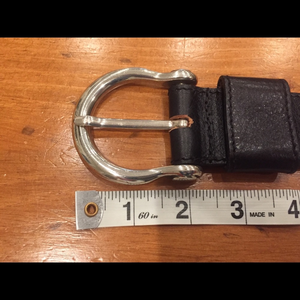 Black wide leather belt silver buckle - Picture 6 of 10